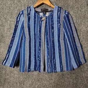 ST. John Damik Fil Coupe Knit Jaya Blue Topper Jacket Blazer Size  2
